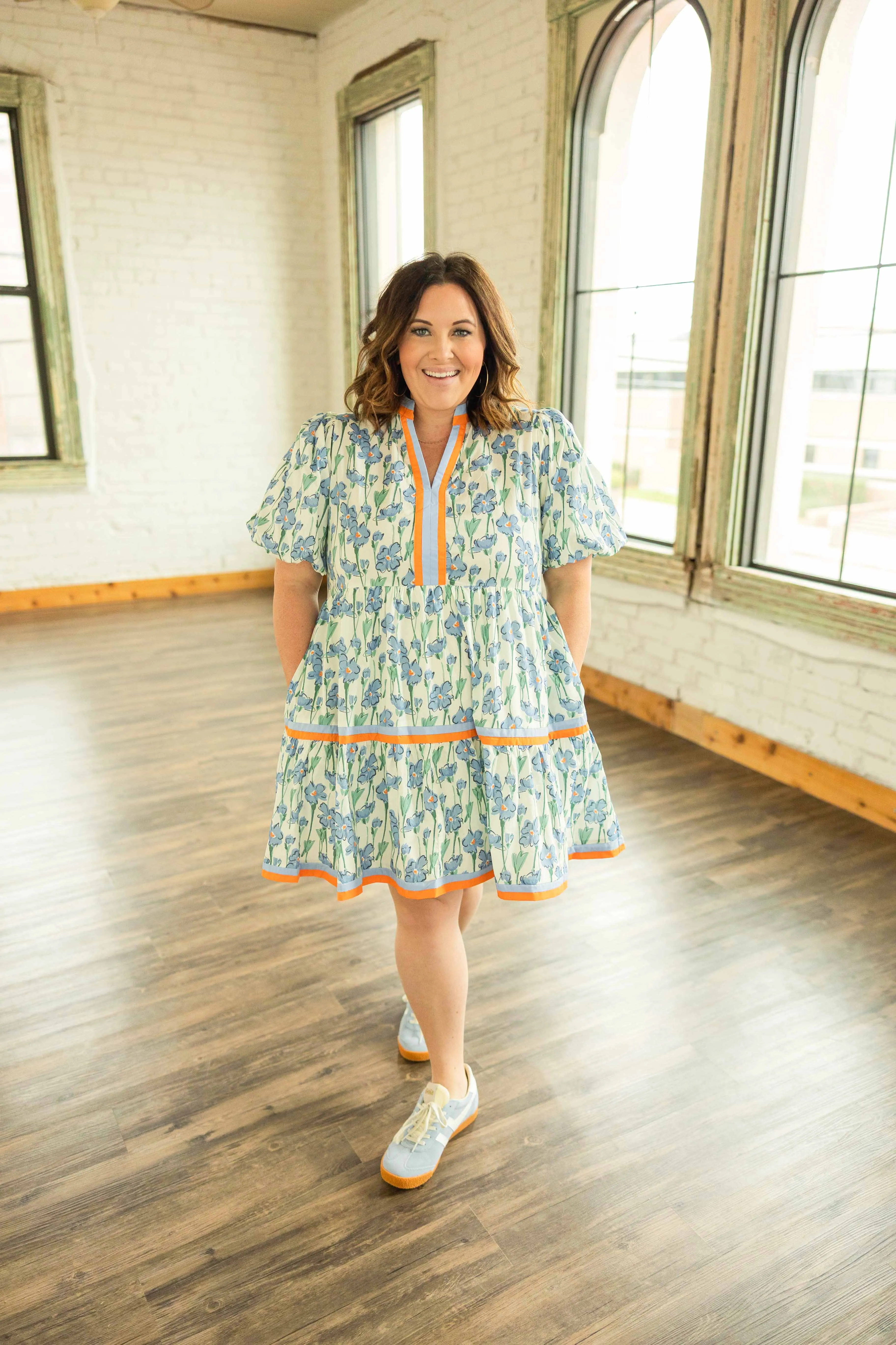 IRIS PLUS FLORAL BABY DOLL MINI DRESS