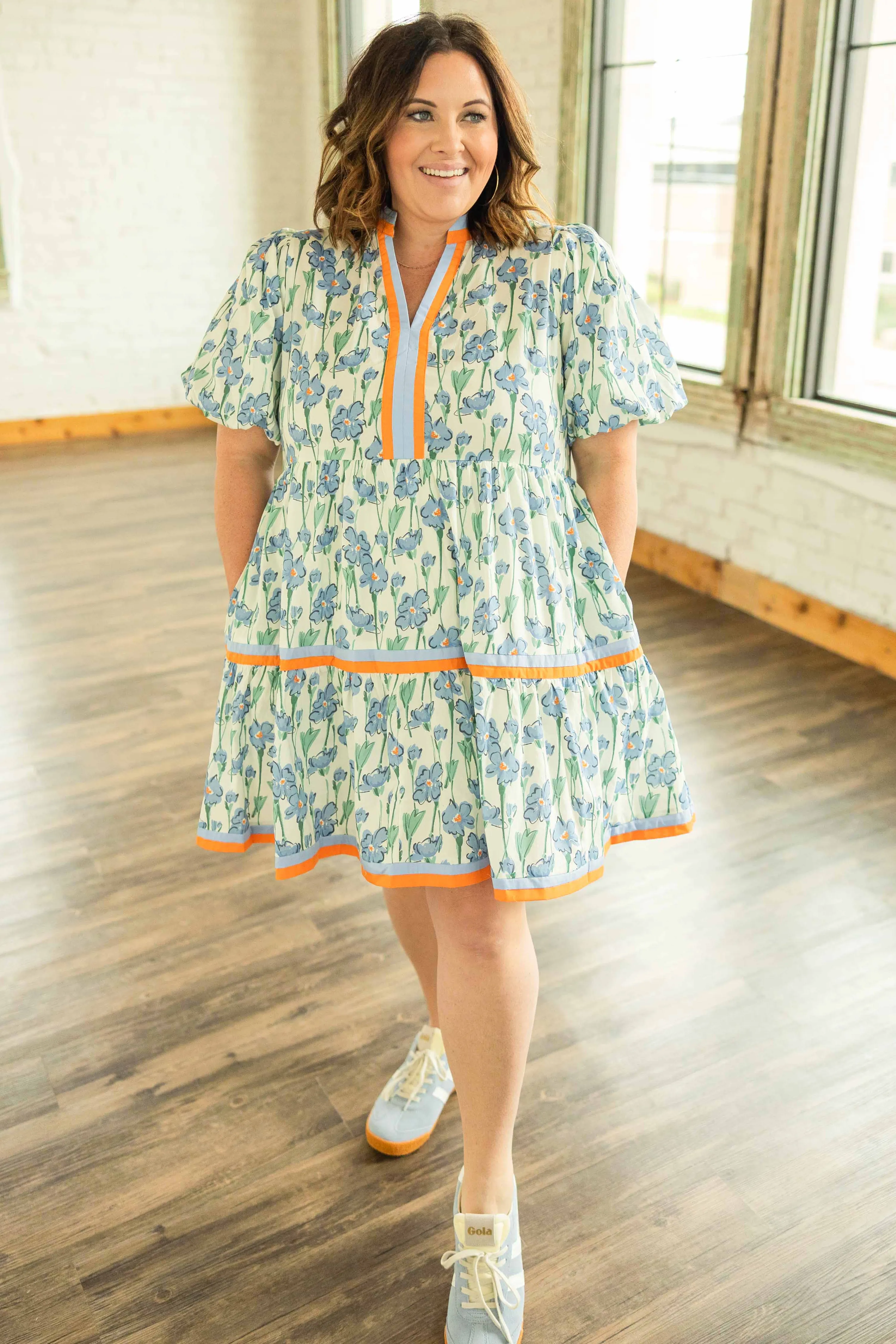 IRIS PLUS FLORAL BABY DOLL MINI DRESS