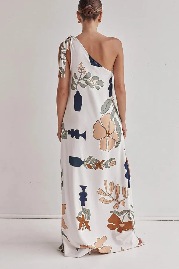 Isla Botanical One-Shoulder Maxi Dress