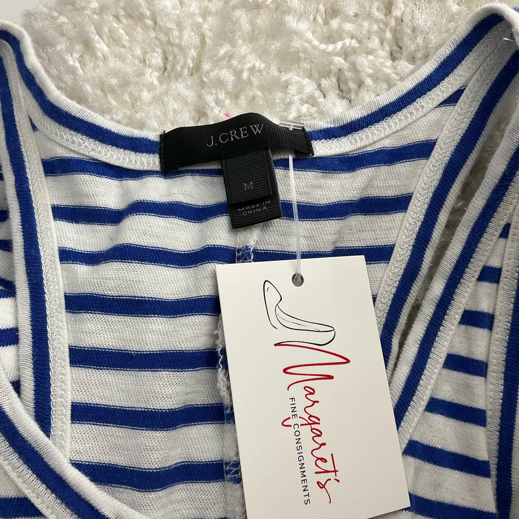 J Crew White/Blue Stripe Dress -  Size Medium