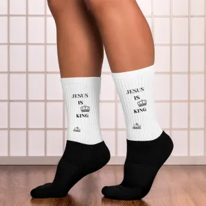 JESUS IS KING Black and White Socks