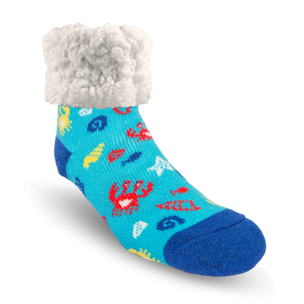 Kids Classic Slipper Socks | Crab Blue