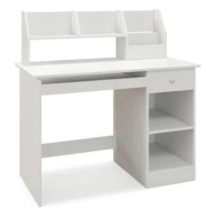 Kids Study Desk Children Writing Table with Hutch Drawer Shelves and Keyboard Tr