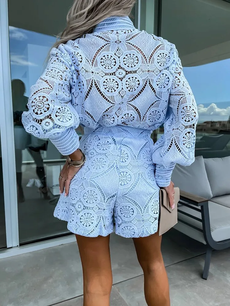 Lace Playsuit – Long Sleeve – Elegant Resort Style