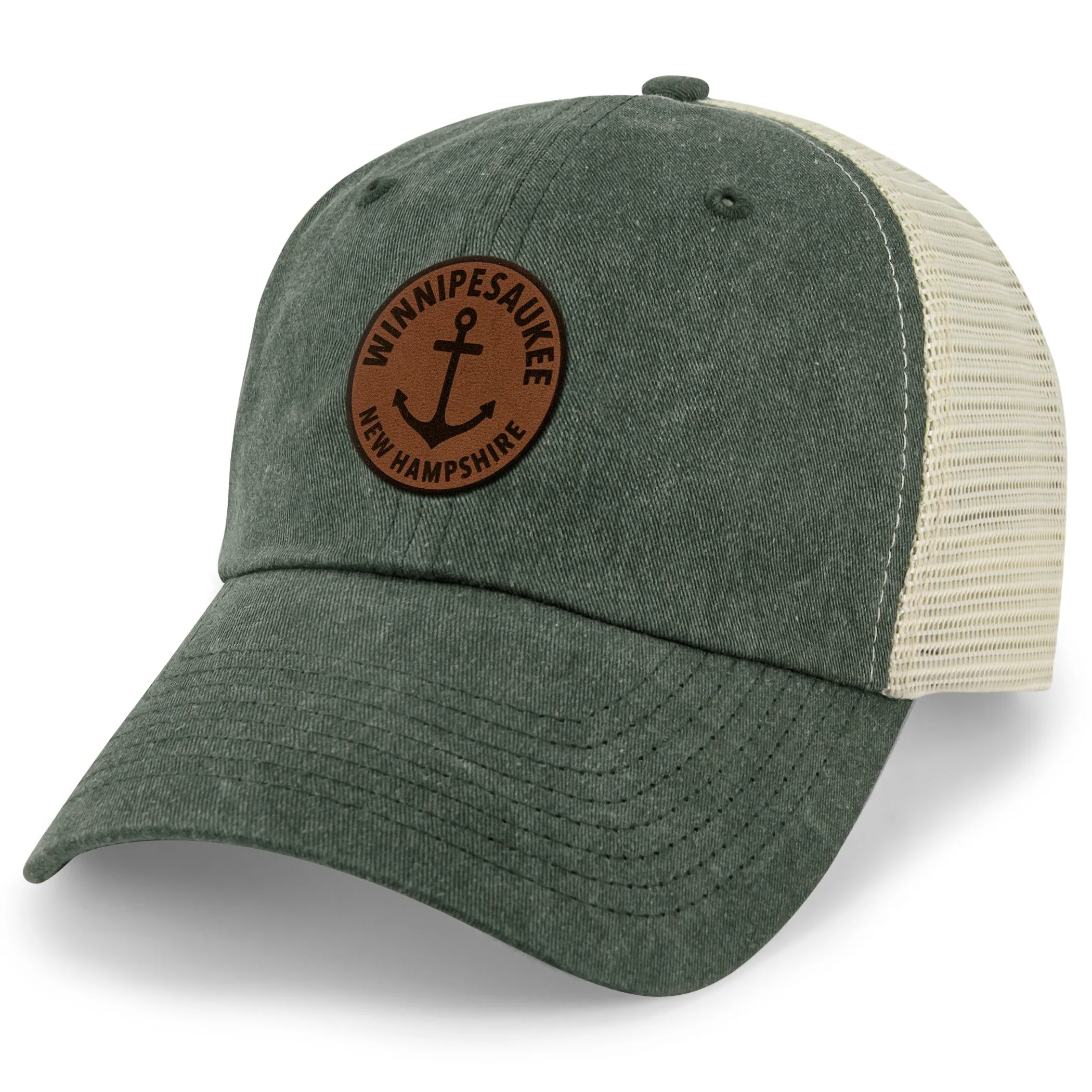 Lake Winnipesaukee Leather Patch Relaxed Trucker