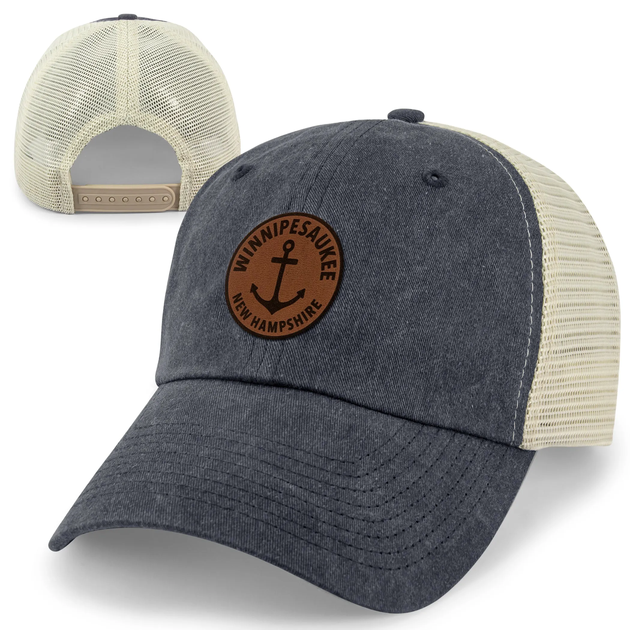 Lake Winnipesaukee Leather Patch Relaxed Trucker
