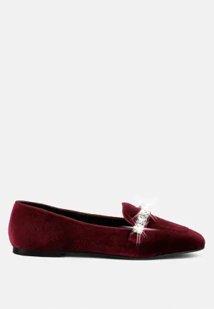 Lamington Handcrafted Velvet Diamante Loafers By Ruw
