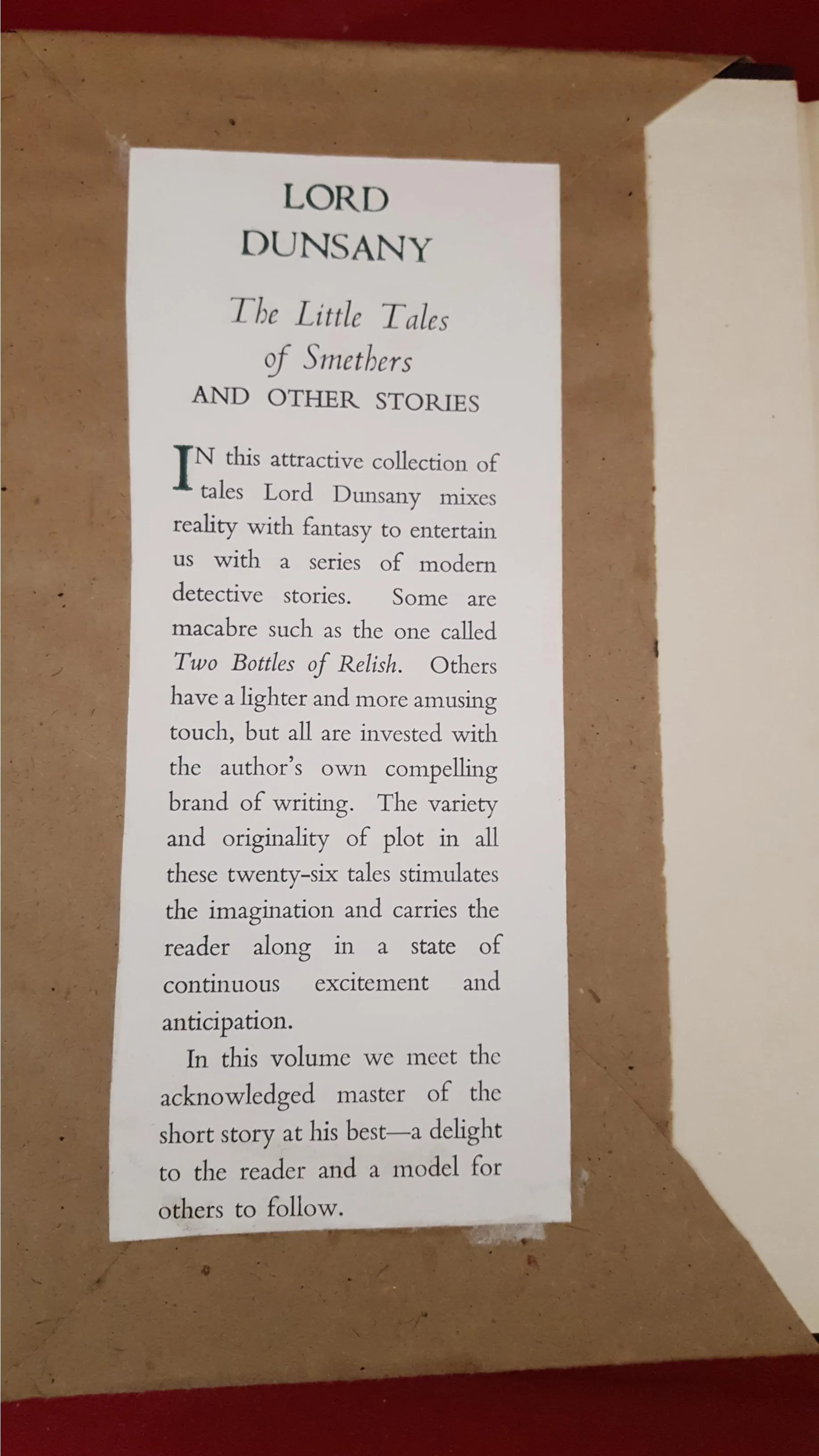 Lord Dunsany - The Little Tales of Smethers, Jarrolds, 1952, 1st Edition