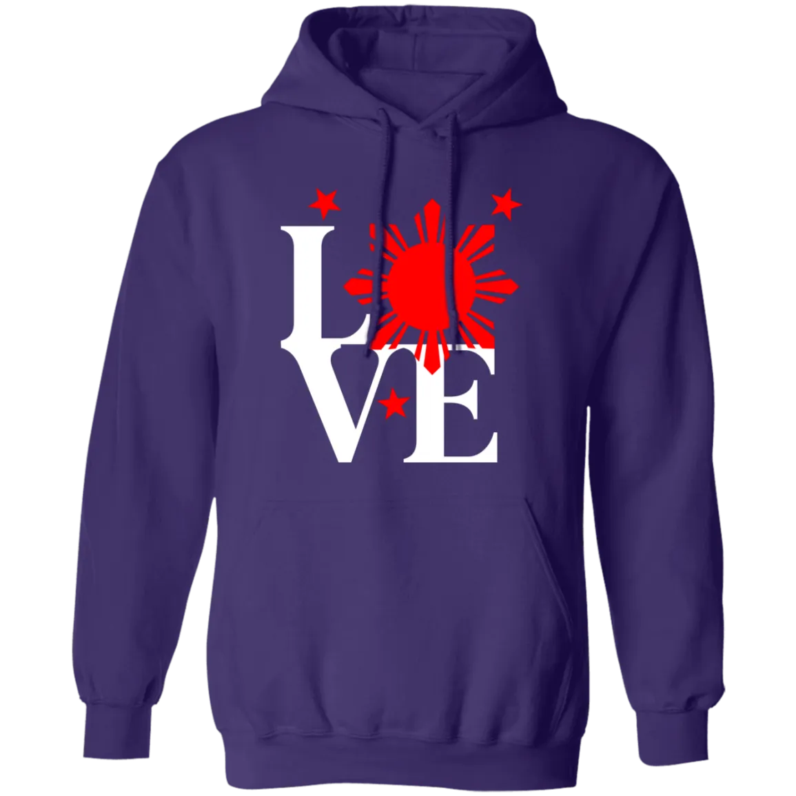 Love with Red Sun and Stars Unisex Pullover Hoodie