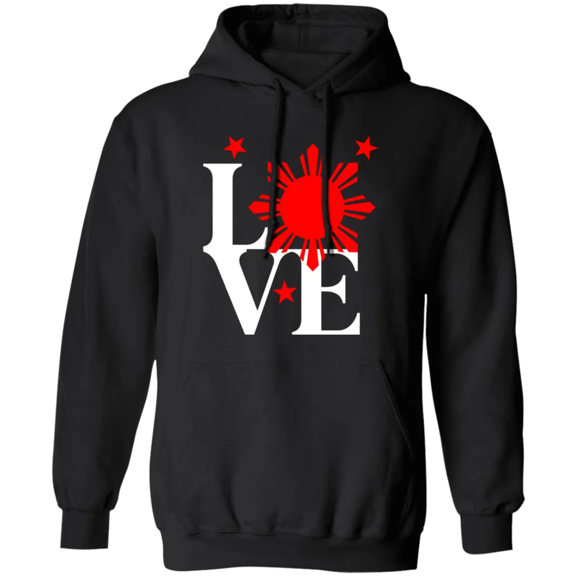 Love with Red Sun and Stars Unisex Pullover Hoodie