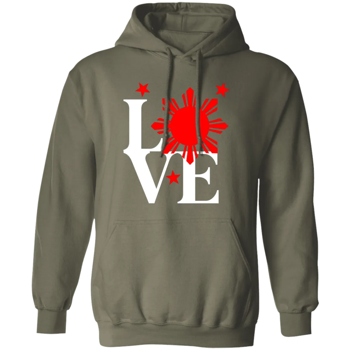 Love with Red Sun and Stars Unisex Pullover Hoodie