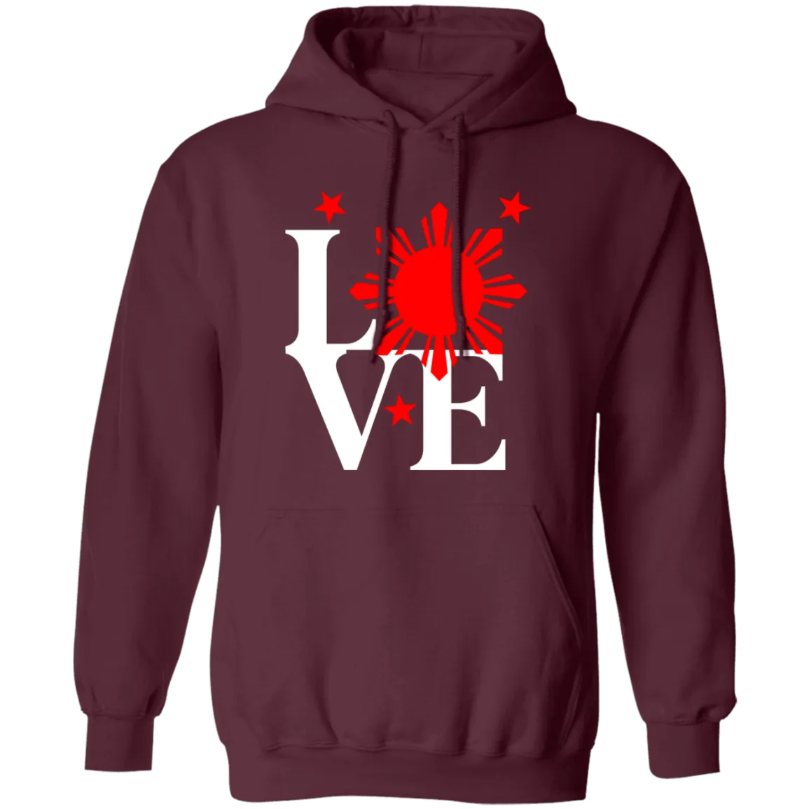 Love with Red Sun and Stars Unisex Pullover Hoodie