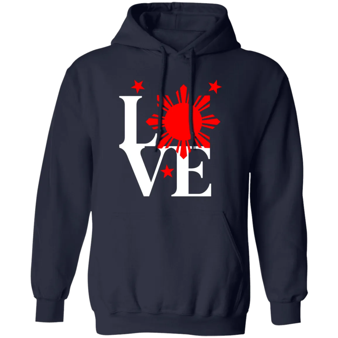 Love with Red Sun and Stars Unisex Pullover Hoodie
