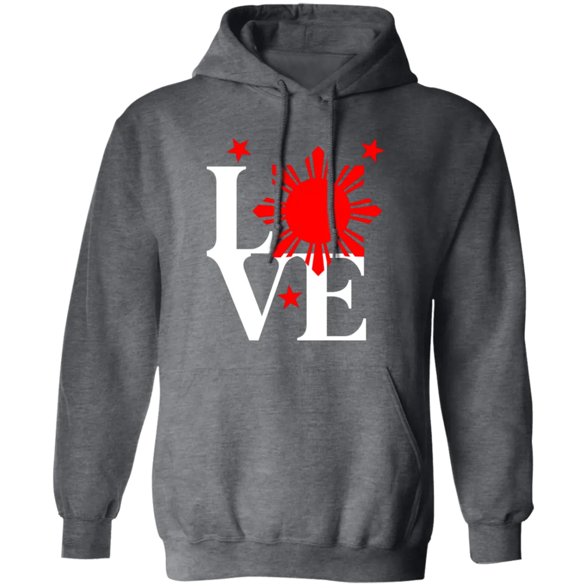 Love with Red Sun and Stars Unisex Pullover Hoodie