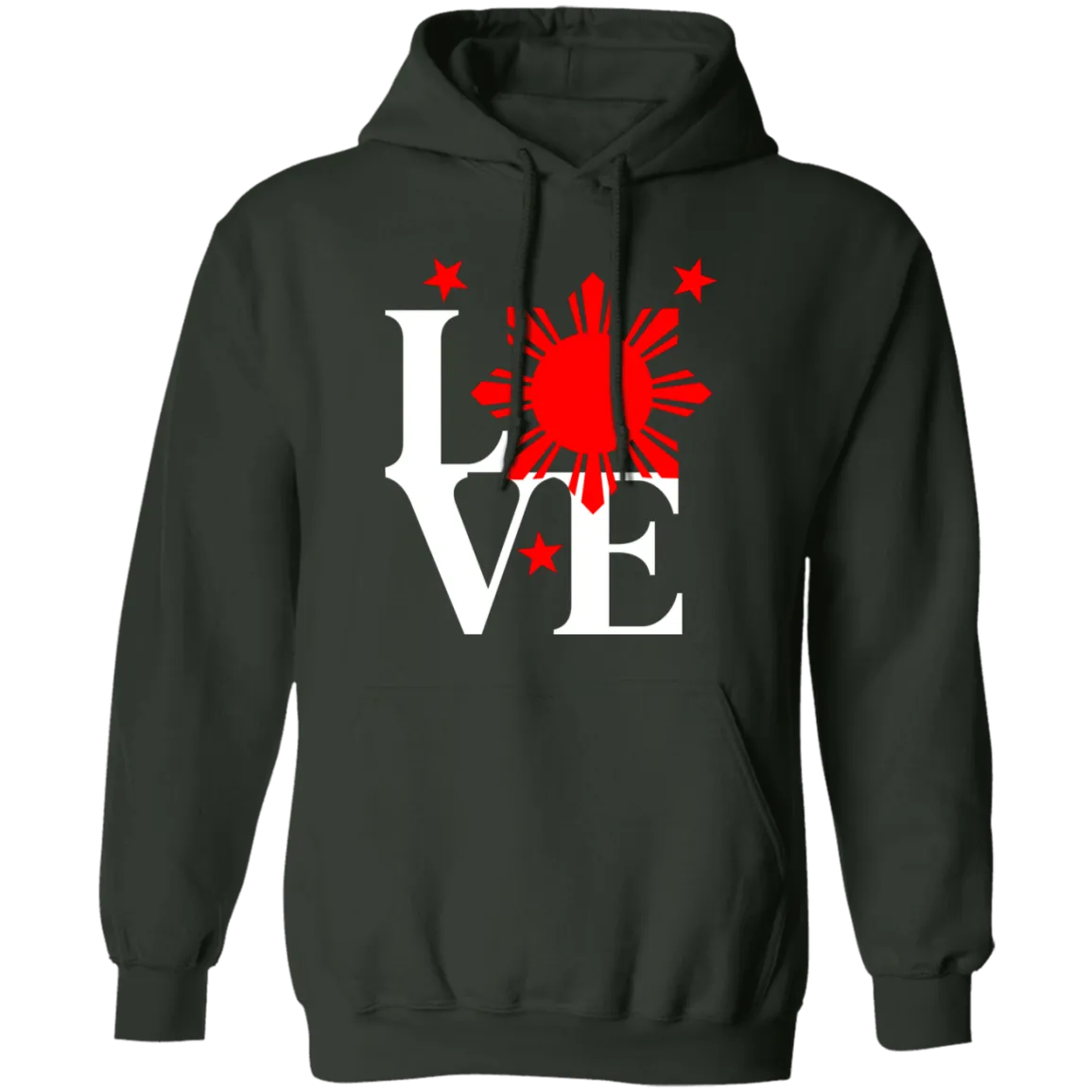 Love with Red Sun and Stars Unisex Pullover Hoodie
