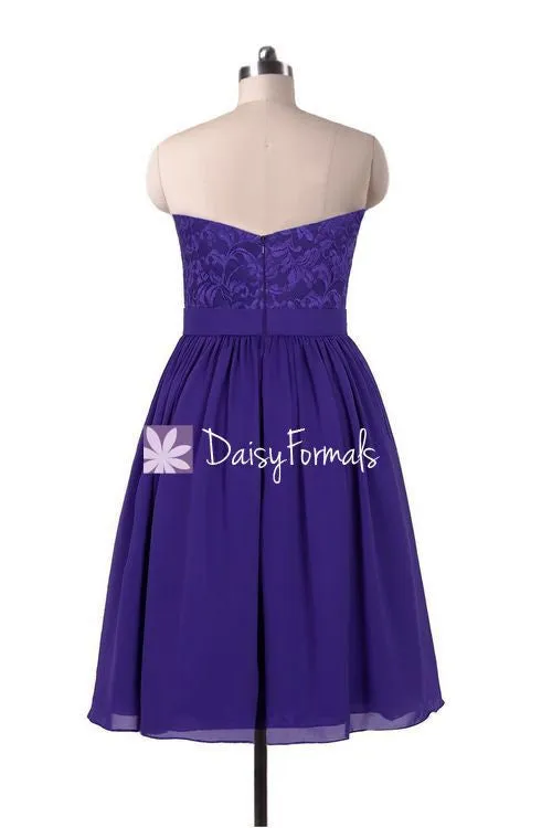 Lovely Light Coral Party Dress Short Sweetheart Lace Bridesmaids Dress (BM2341)