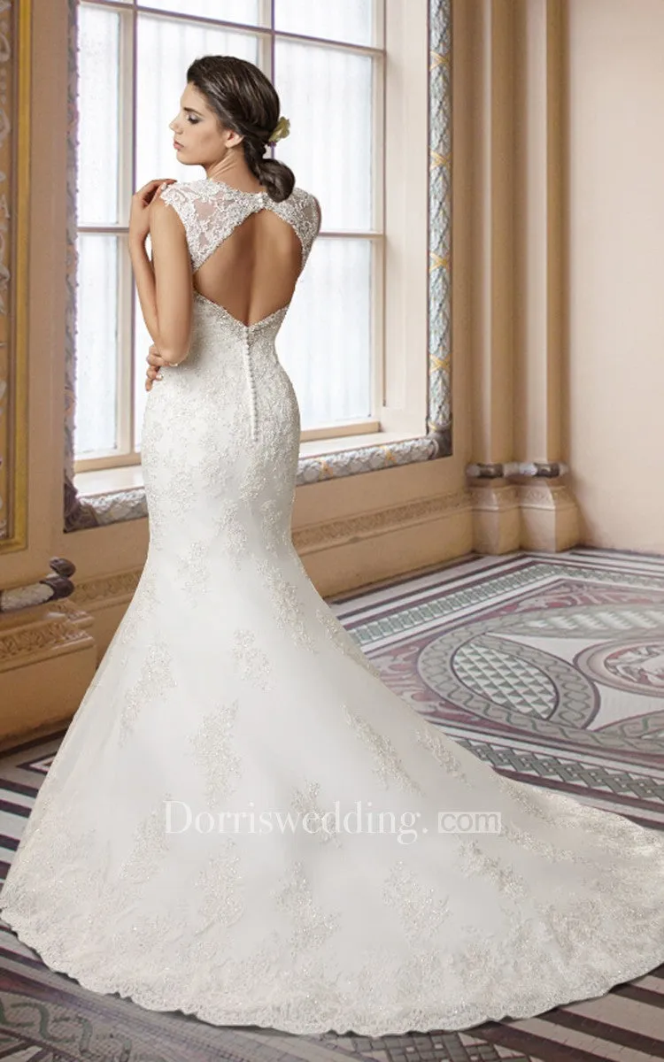 Mermaid Lace Long Dress With Keyhole Bodice-HT_708798
