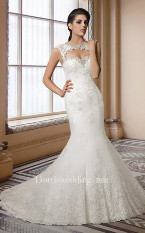 Mermaid Lace Long Dress With Keyhole Bodice-HT_708798