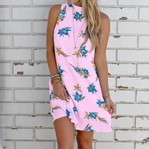 Multicolor Sleeveless Halter Dress for Women