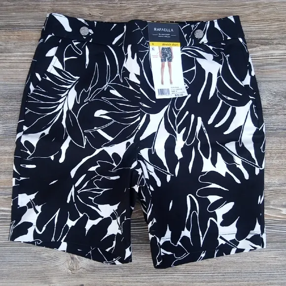 New Rafaella Black &amp; White Hawaiian Stretchy Shorts