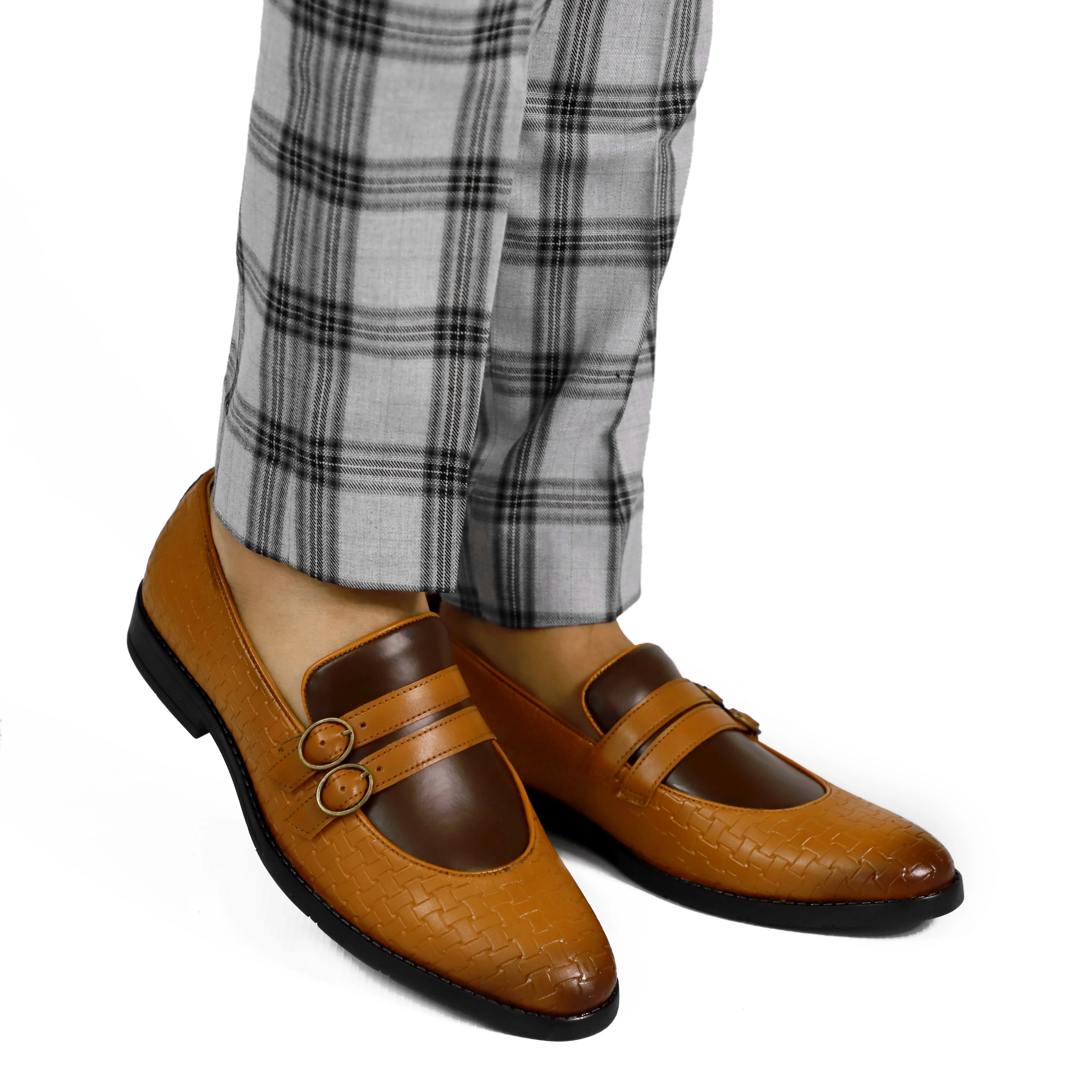 NICHE Tan Brown Weaved Monk Loafers