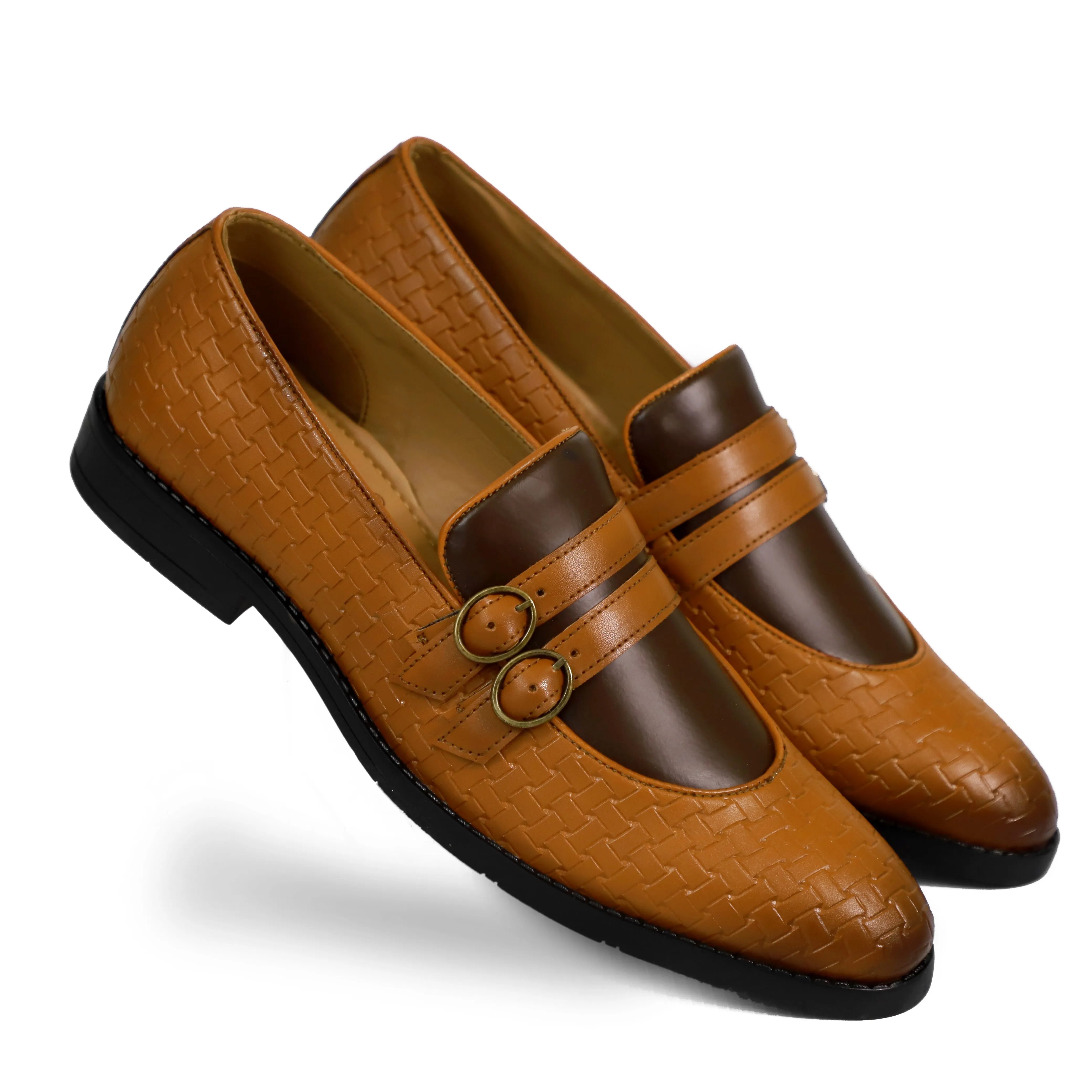 NICHE Tan Brown Weaved Monk Loafers