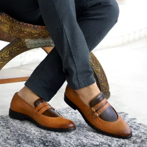 NICHE Tan Brown Weaved Monk Loafers