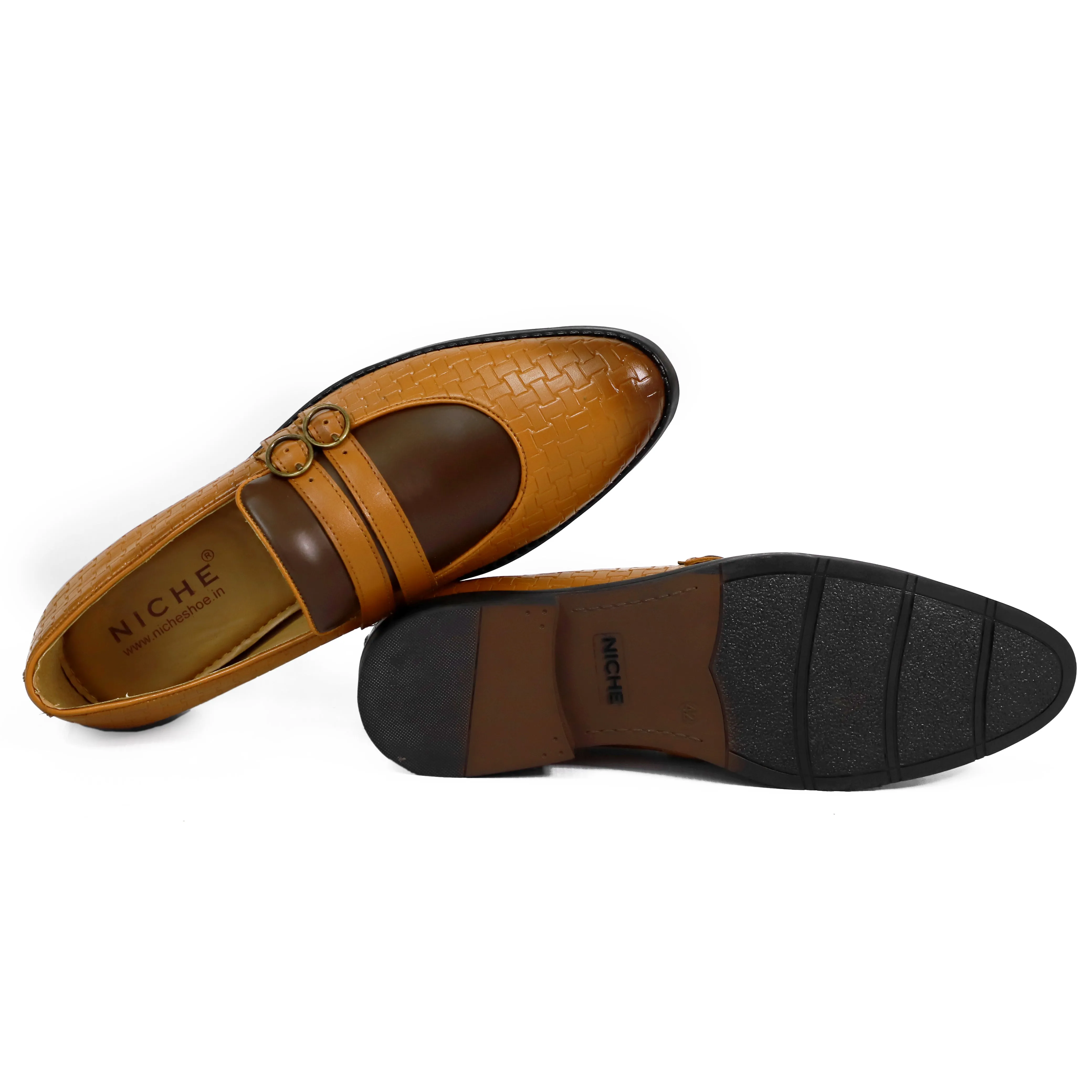 NICHE Tan Brown Weaved Monk Loafers