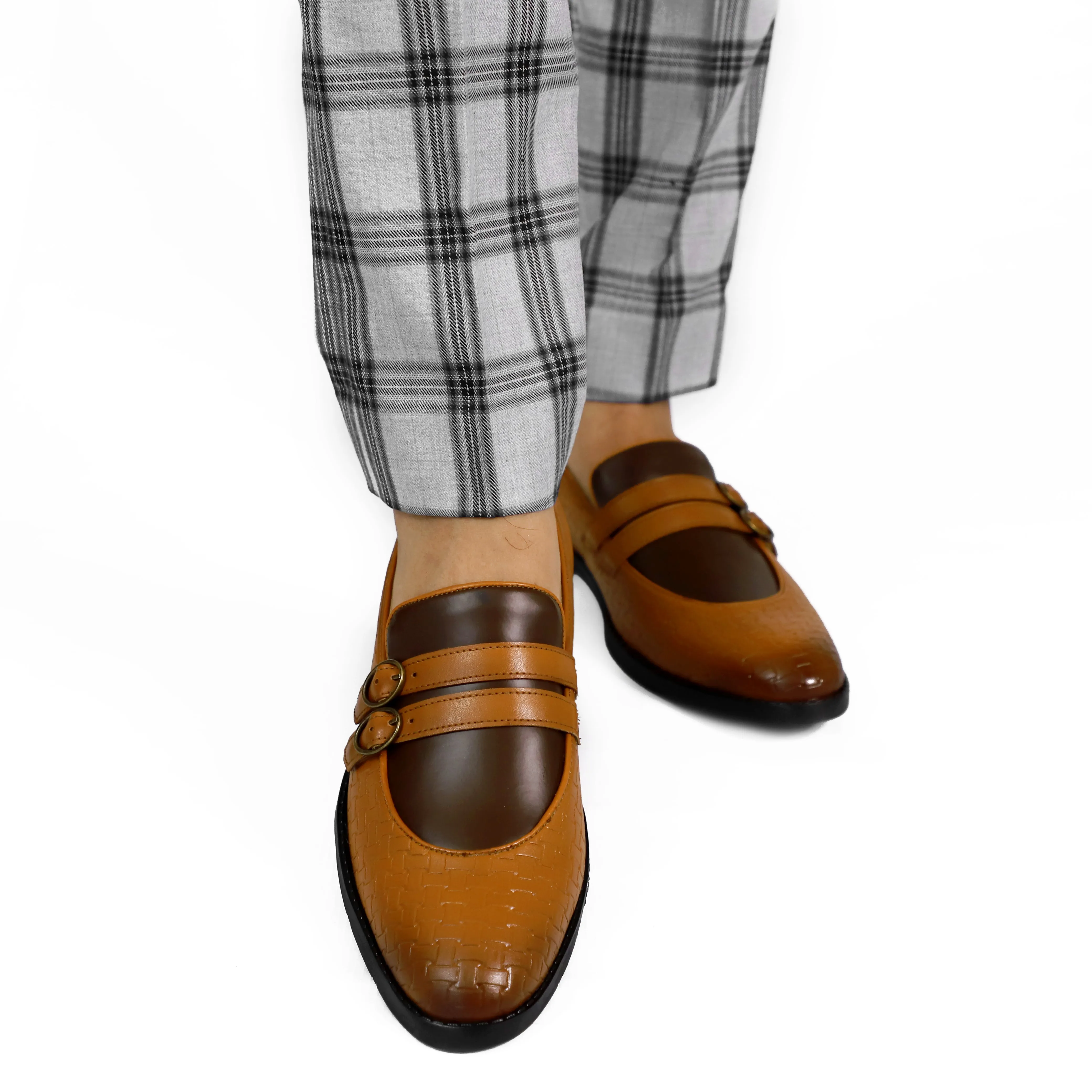 NICHE Tan Brown Weaved Monk Loafers