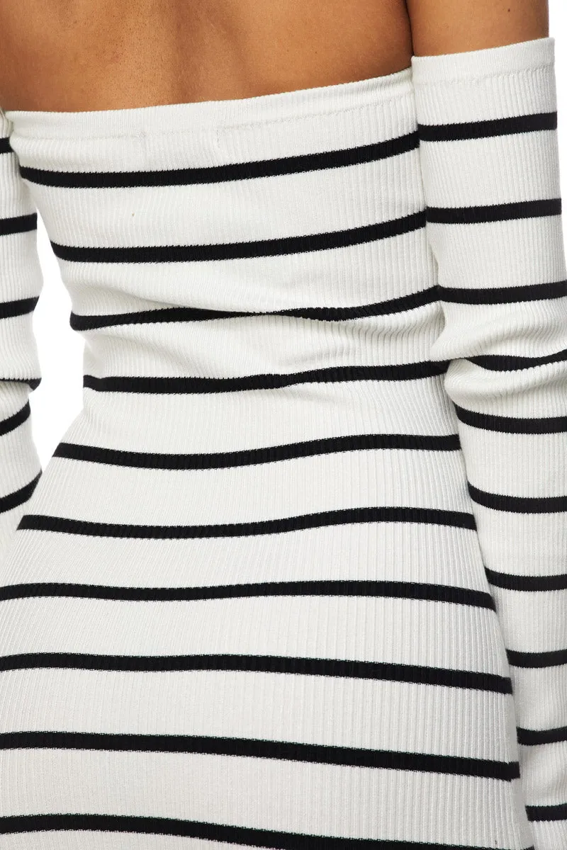 Nikki Love Striped Off Shoulder Dress