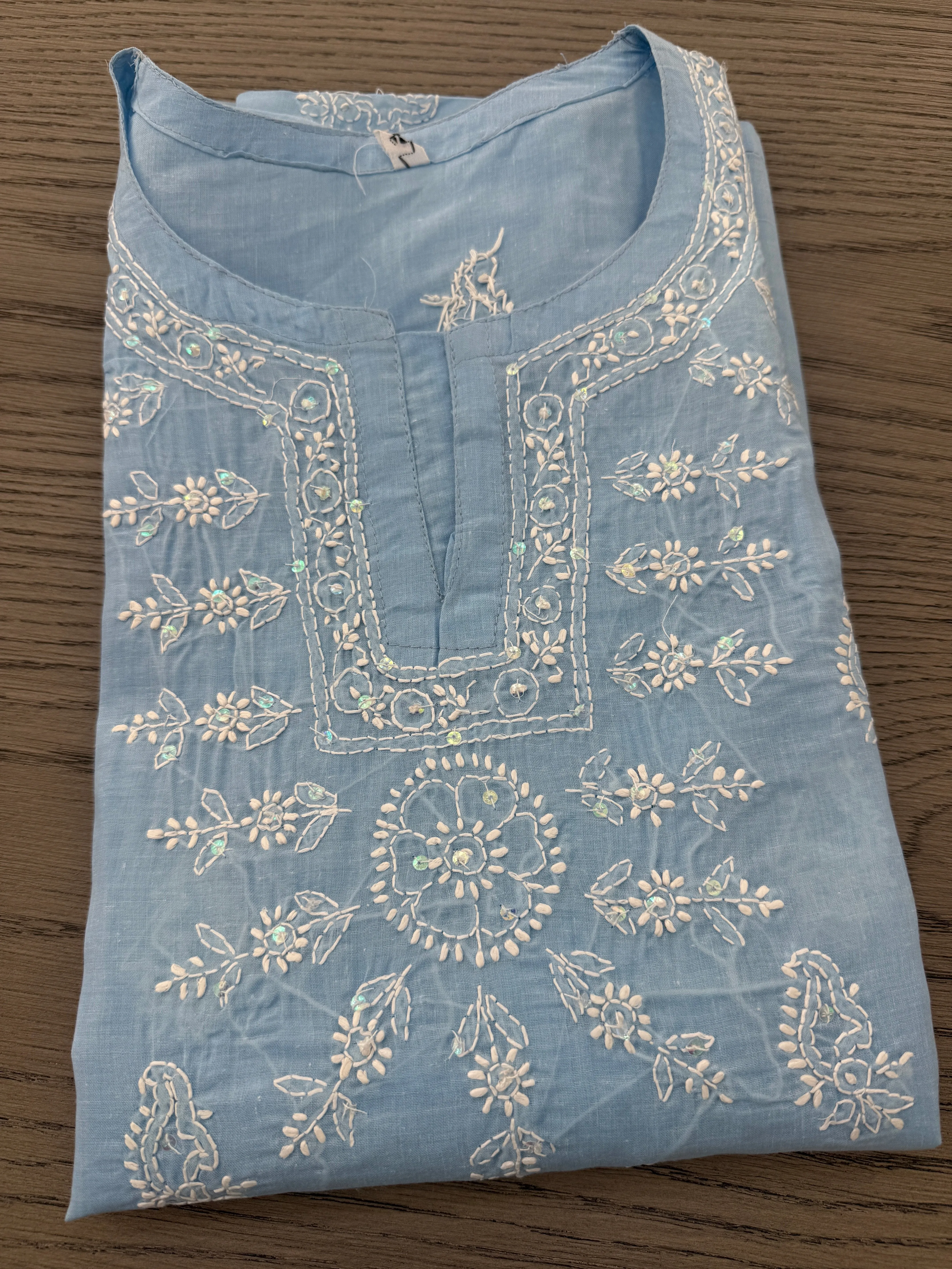 Nina Sky blue chikankari kurta