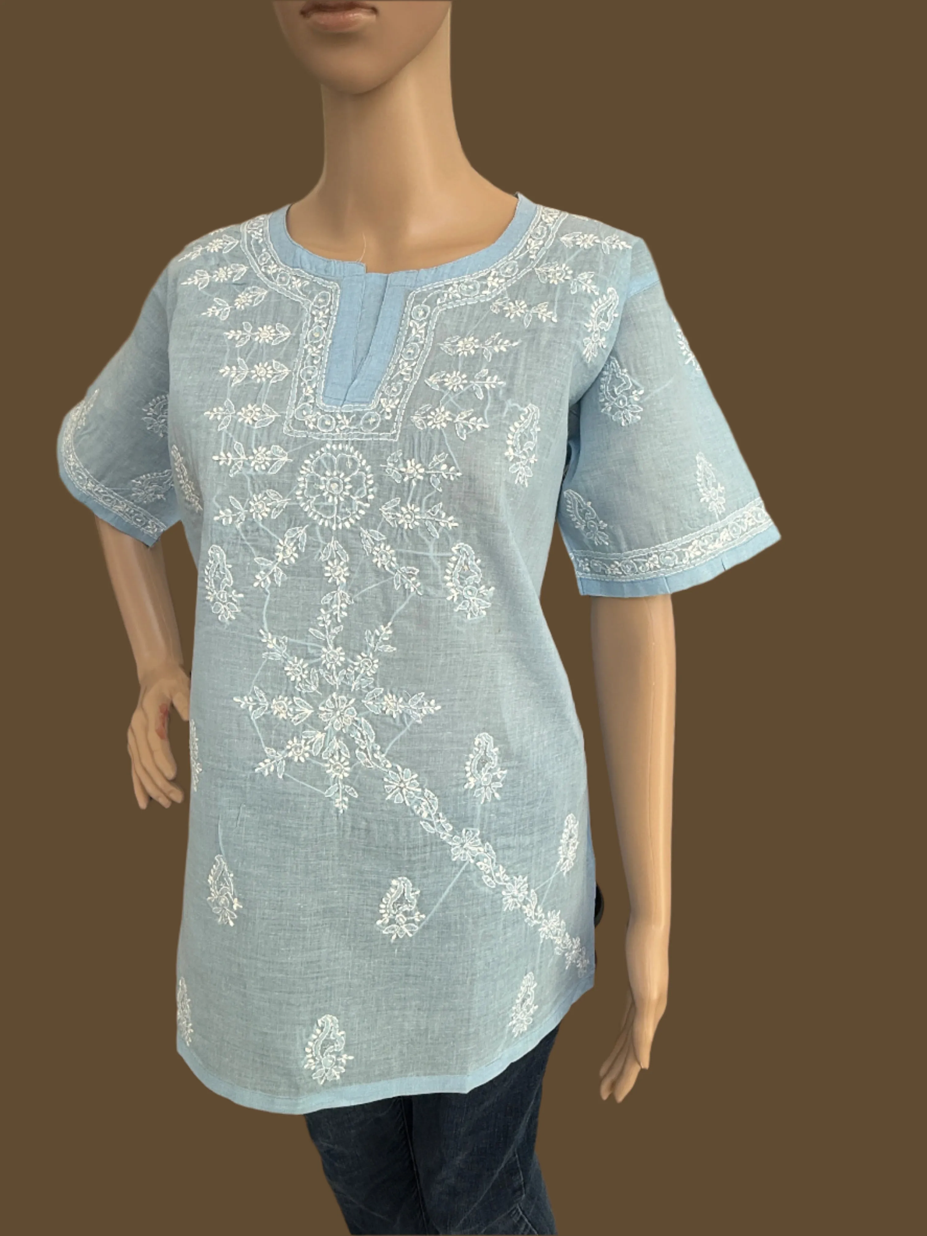 Nina Sky blue chikankari kurta