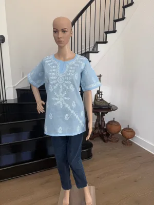 Nina Sky blue chikankari kurta