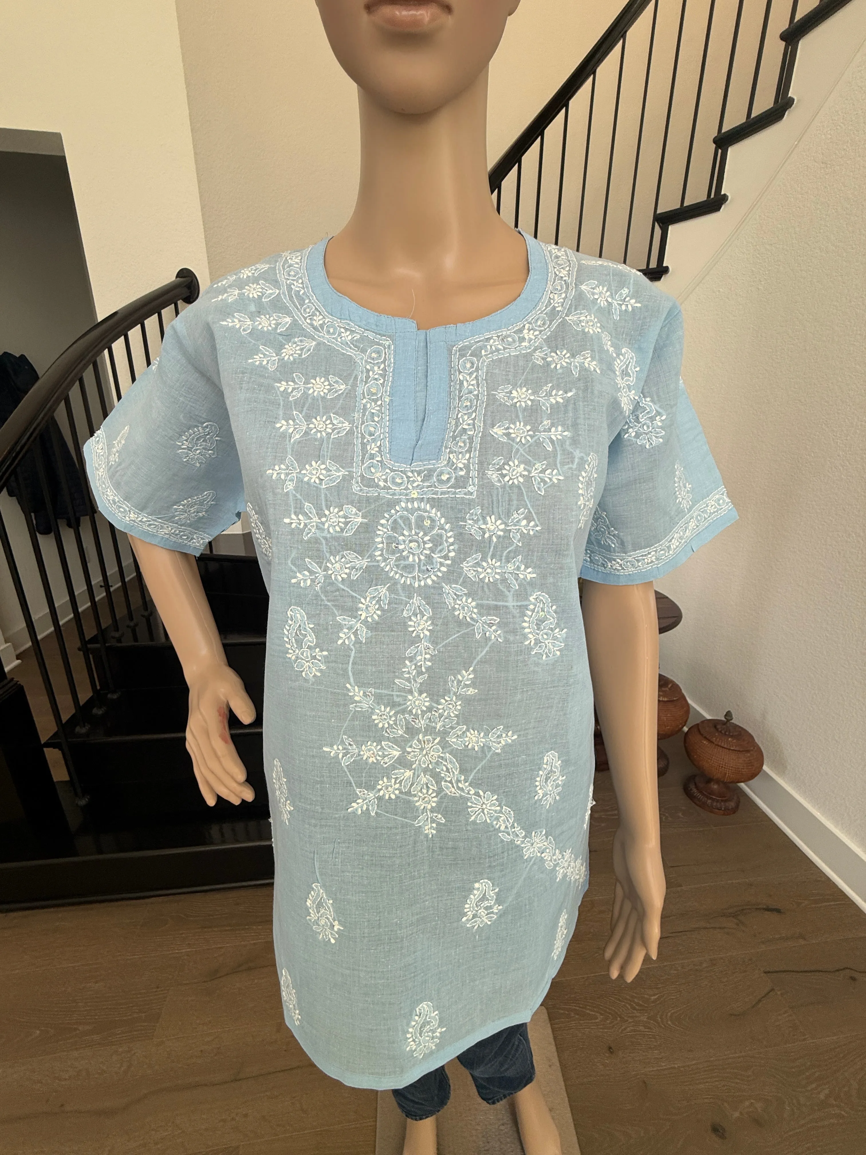Nina Sky blue chikankari kurta