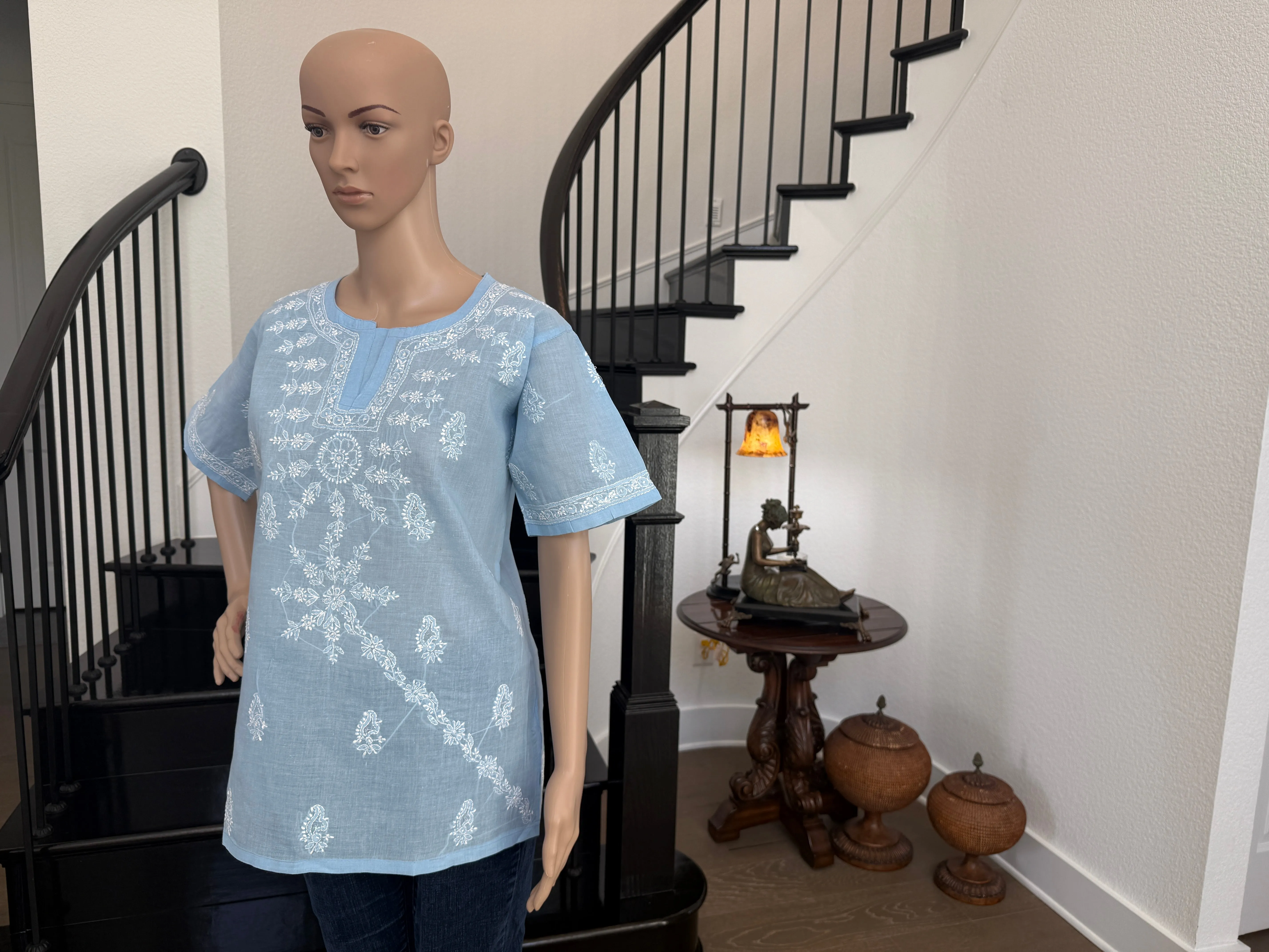 Nina Sky blue chikankari kurta