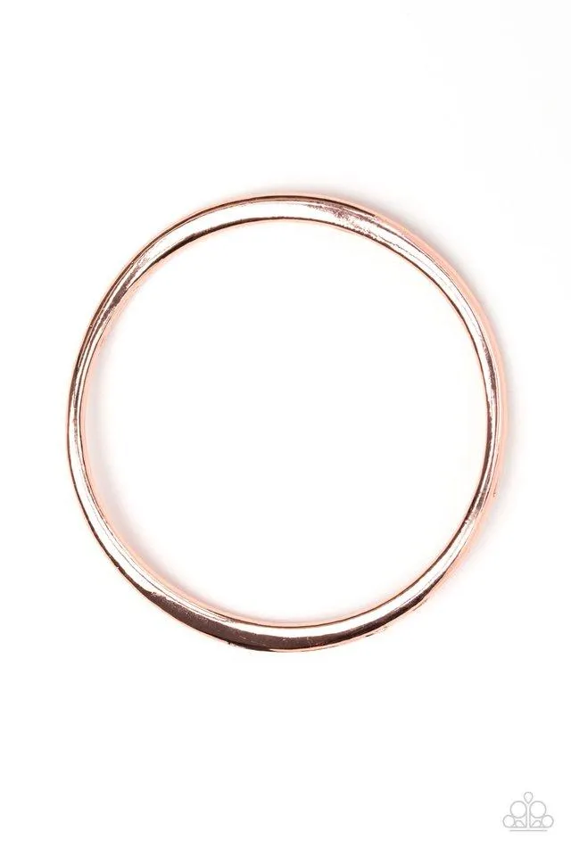 Paparazzi " Awesomely Asymmetrical " New Copper Penny Curvy Edgy Bangle Bracelet