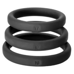 Perfect Fit Black Cock Ring Set with Size 17, 18 and 19