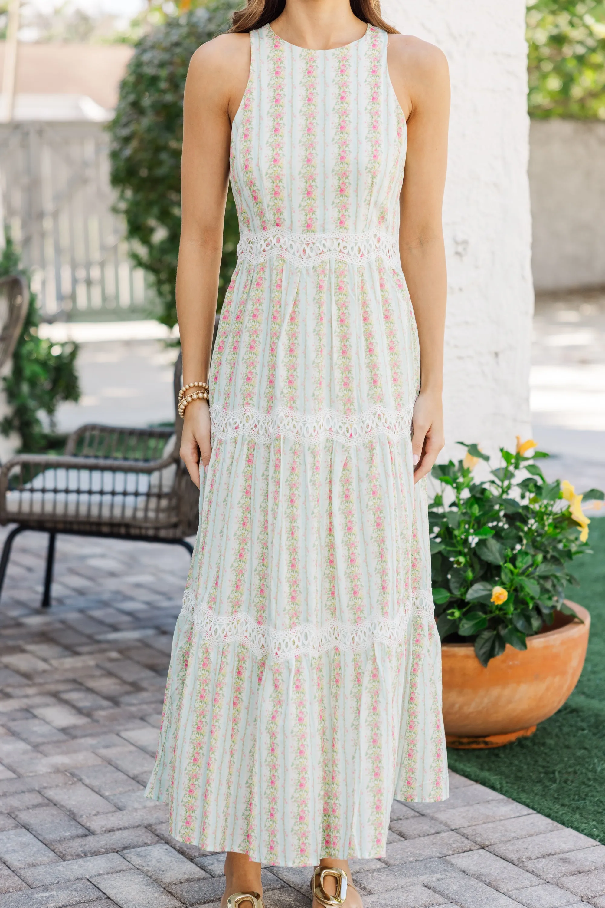 Picking Flowers Blue Ditsy Floral Midi Dress