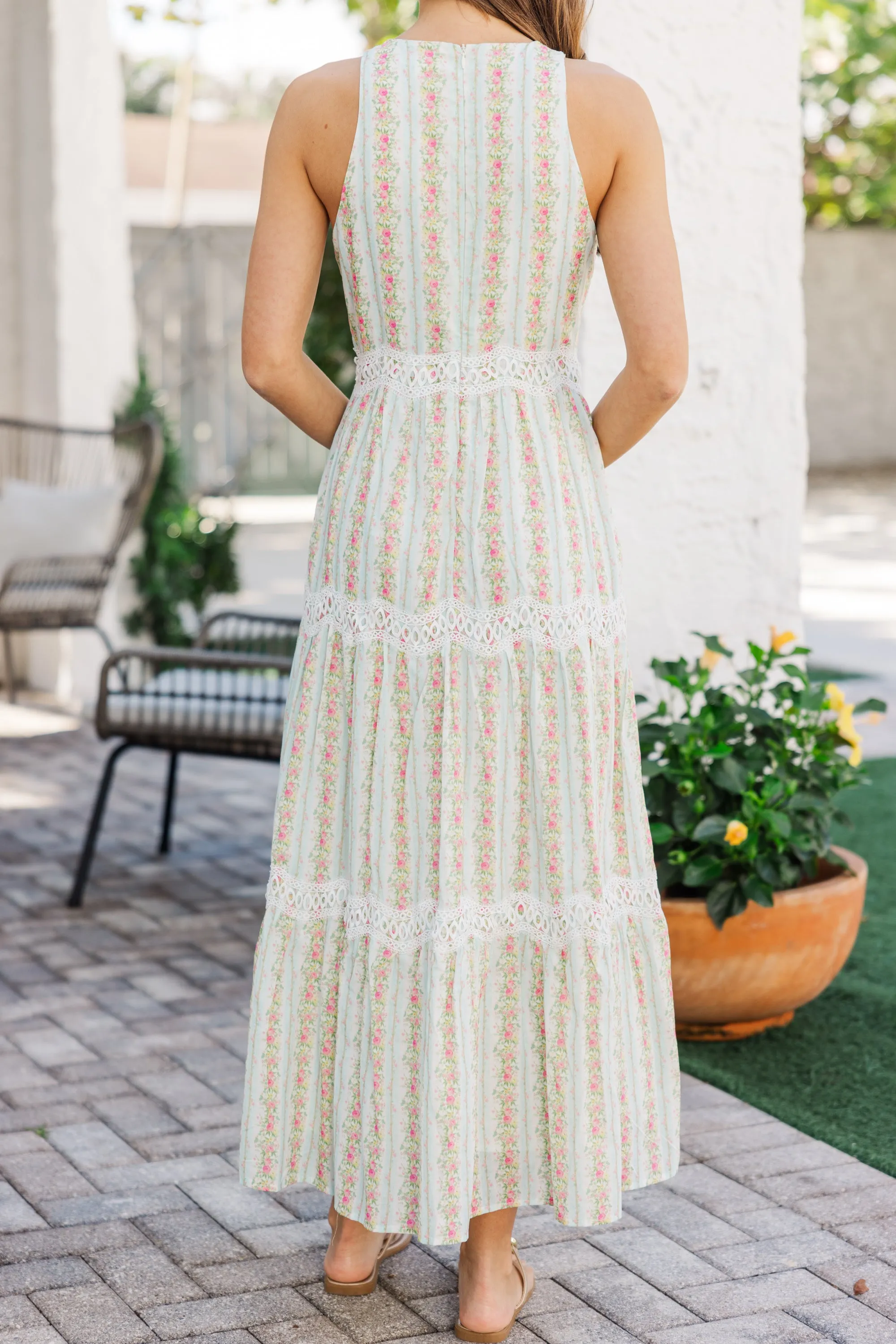 Picking Flowers Blue Ditsy Floral Midi Dress