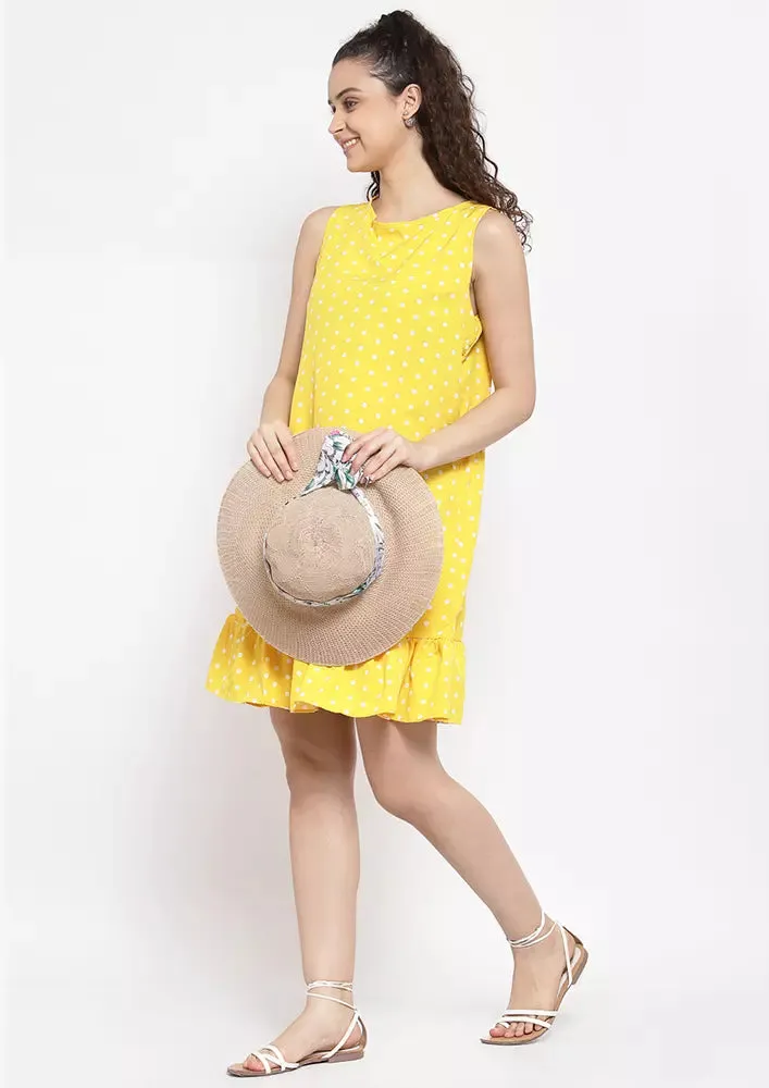 Polka Dot Frill Hem Dress