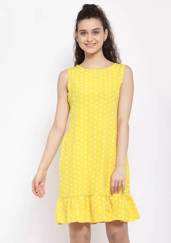 Polka Dot Frill Hem Dress