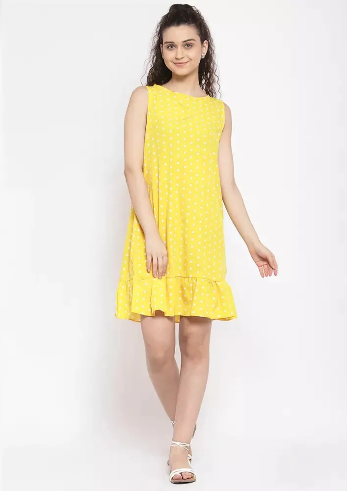 Polka Dot Frill Hem Dress