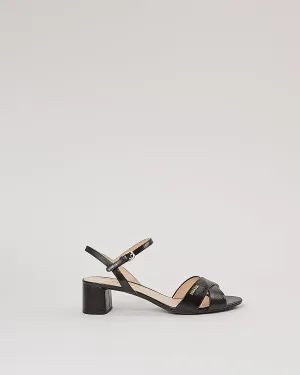 Prada Black Patent Saffiano Leather Strap Sandal - 39