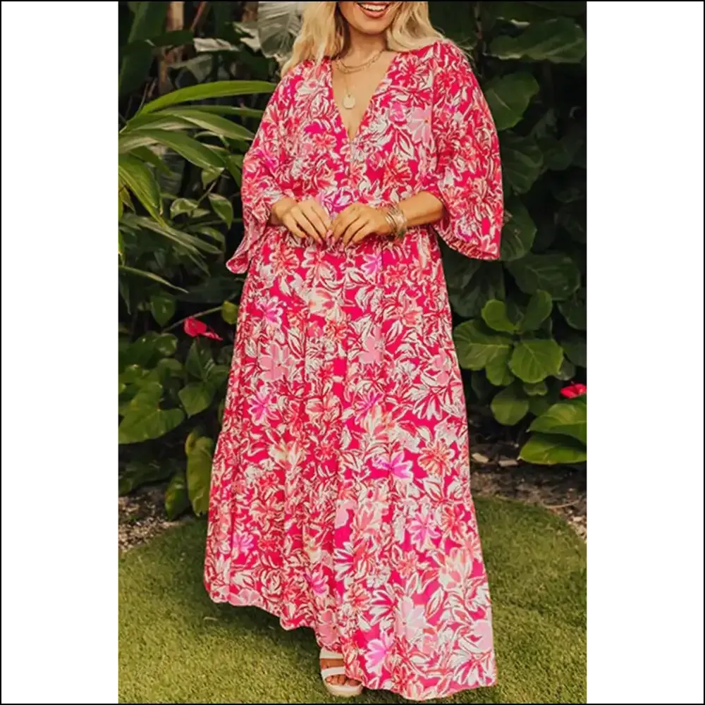 Rose Floral v Neck Boho Maxi Dress: Finally, a Maxi Dress that Fits ! 🌹💀 Needful Things