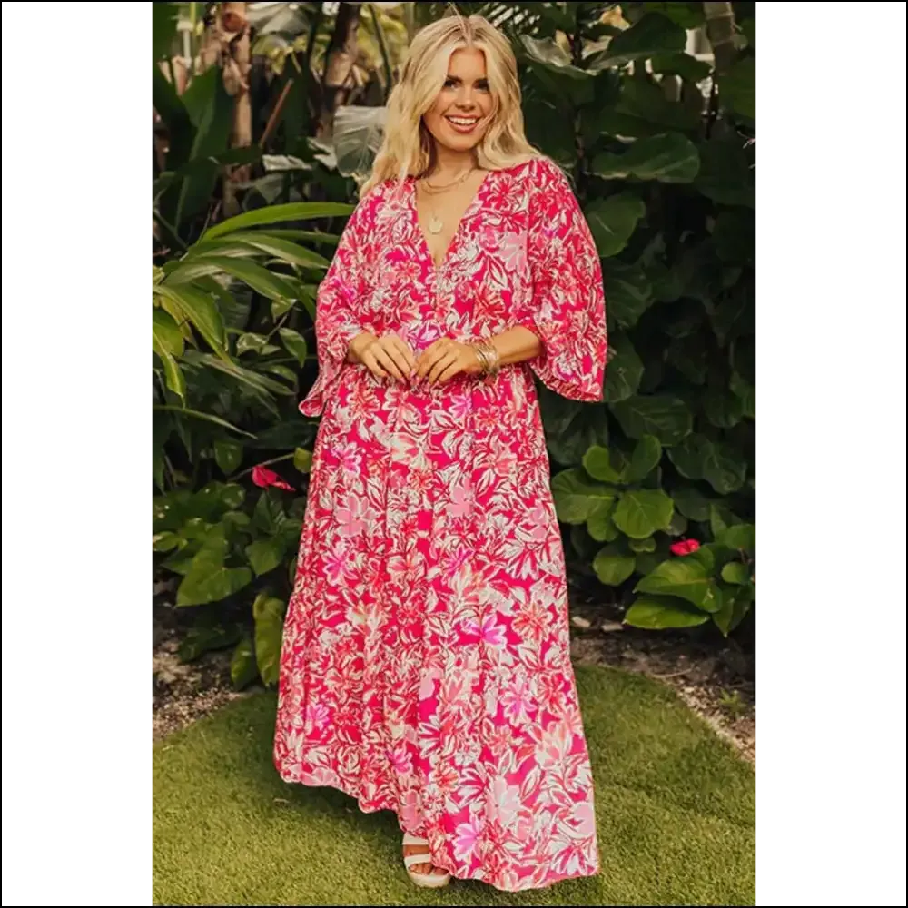 Rose Floral v Neck Boho Maxi Dress: Finally, a Maxi Dress that Fits ! 🌹💀 Needful Things