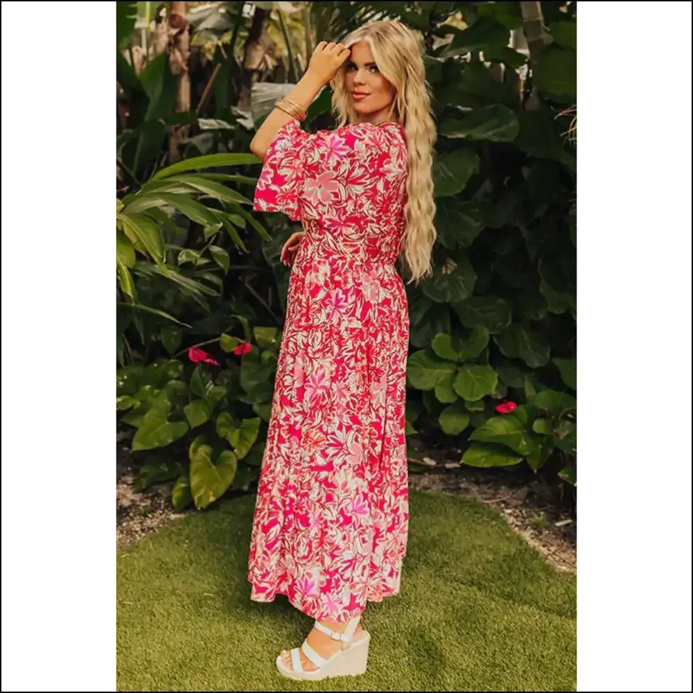 Rose Floral v Neck Boho Maxi Dress: Finally, a Maxi Dress that Fits ! 🌹💀 Needful Things