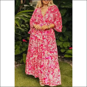 Rose Floral v Neck Boho Maxi Dress: Finally, a Maxi Dress that Fits ! 🌹💀 Needful Things