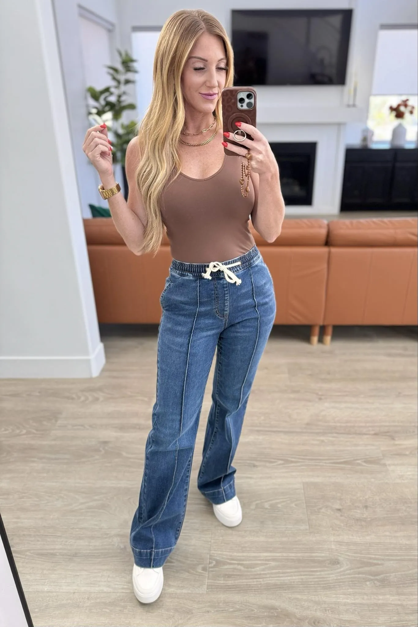 Rubies & Honey High Rise Wide Leg Denim Joggers