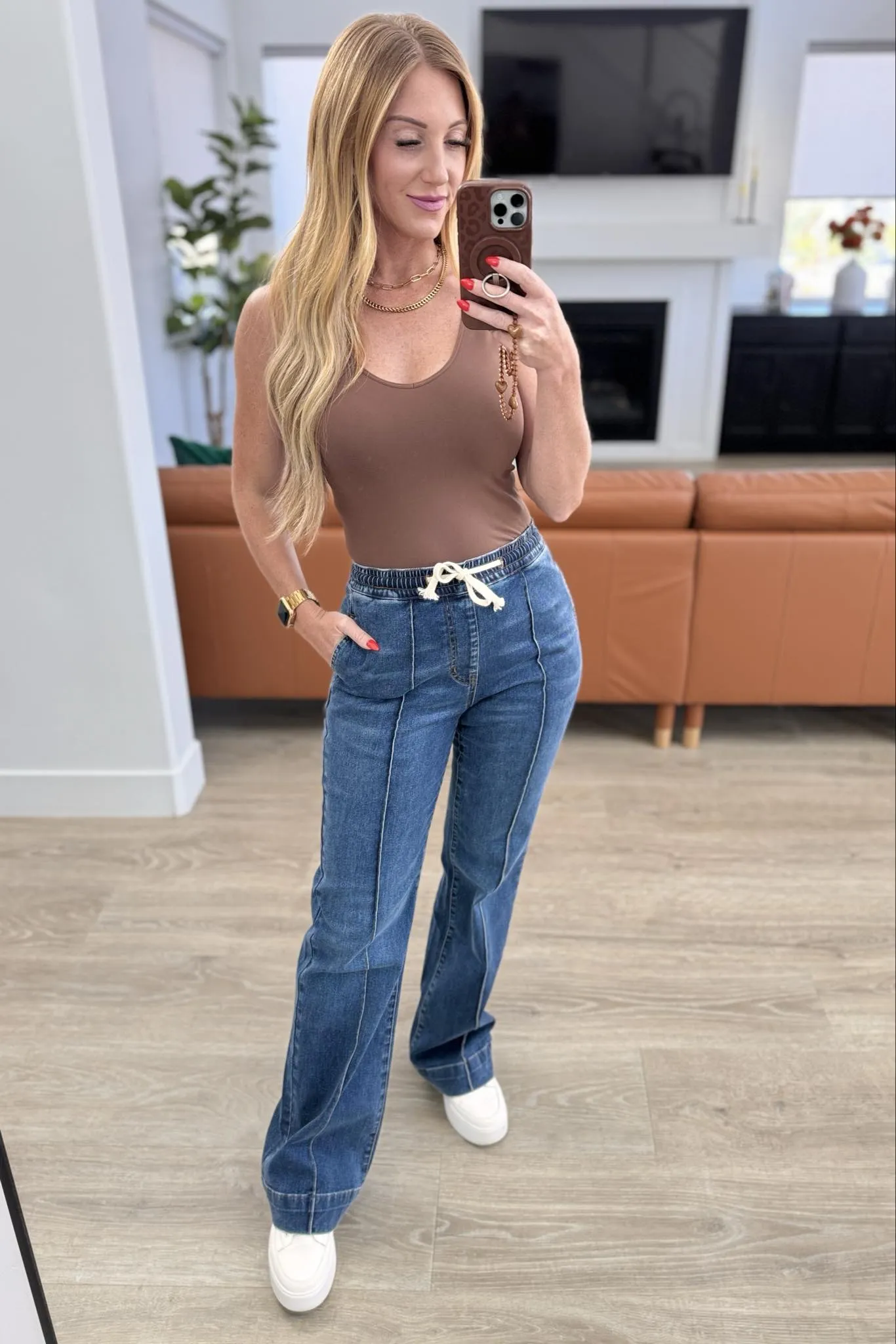 Rubies & Honey High Rise Wide Leg Denim Joggers