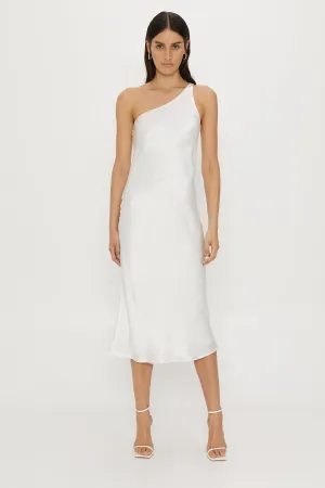 RUNNING WATER BIAS ONE SHOULDER SLIP | WHITE